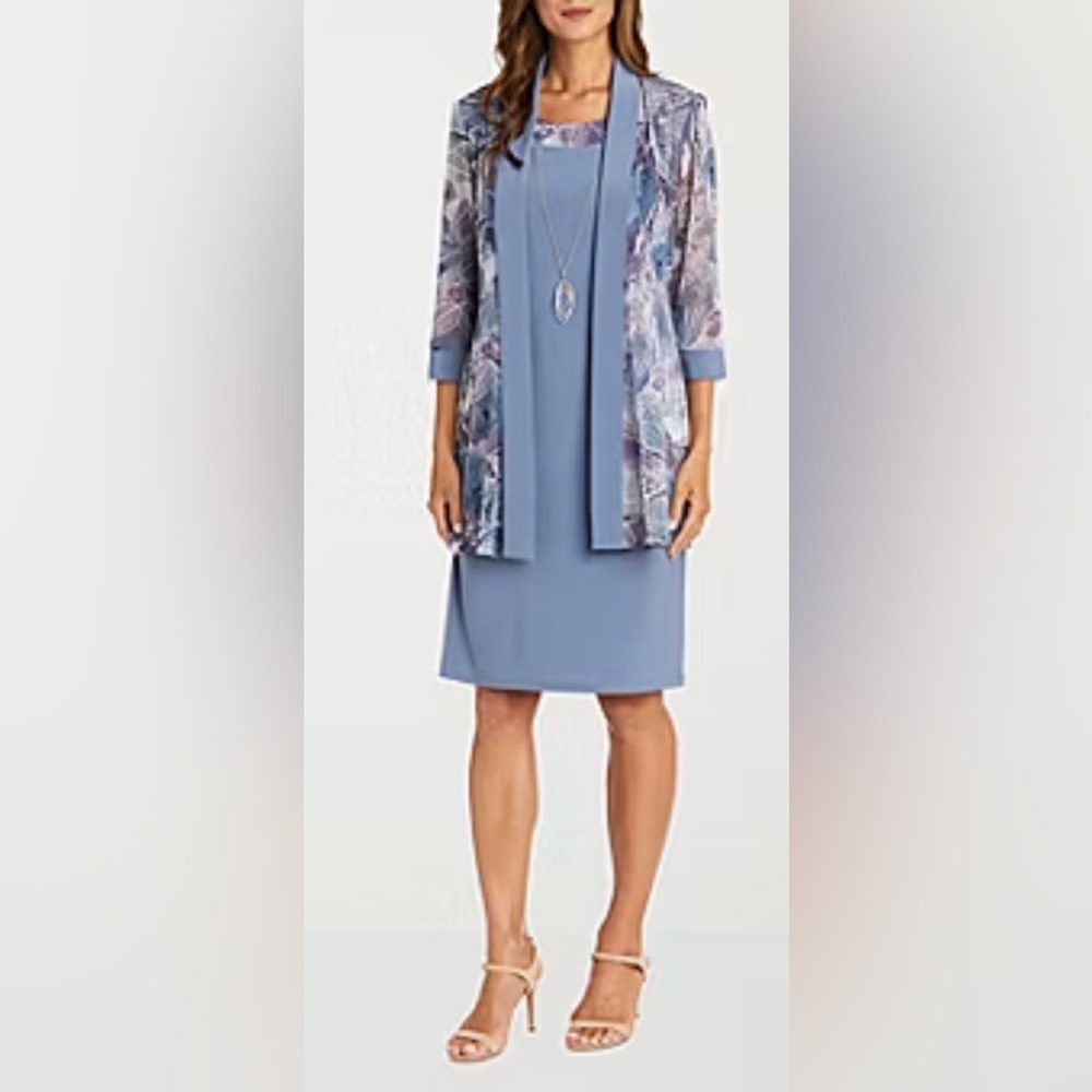 R & M Richards Womens Jacket Dress With Removable Necklace (0062-0063)